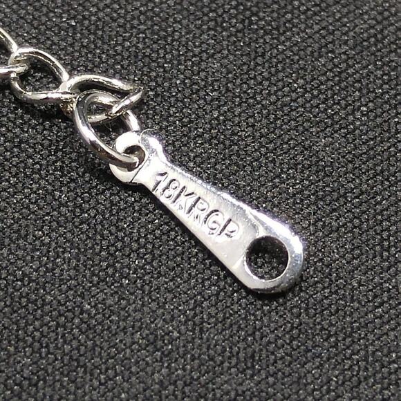 Crystal Pink Heart Pendant Necklace, Chain 18", AB Rhinestones, 18KGP, 18 Inch - Picture 6 of 8